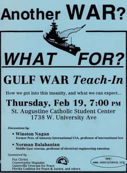 Winston Nagan, Norman Balabanian at St Augustine Catholic Student Center in Gainesville, FL — February 19, 1998 concert flyer