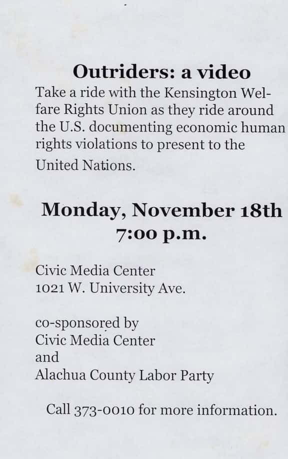 Live music event at Civic Media Center — November 18, 2002 concert flyer