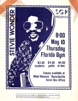Stevie Wonder at Florida Gym in Gainesville, FL — May 10, 1973 concert flyer