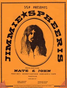 Jimmy Spheeris, Nate & John at University Auditorium in Gainesville, FL — May 4, 1973 concert flyer