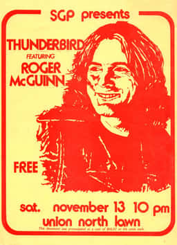 Thunderbird, Roger McGuinn at The Reitz Union in Gainesville, FL — November 13, 1976 concert flyer