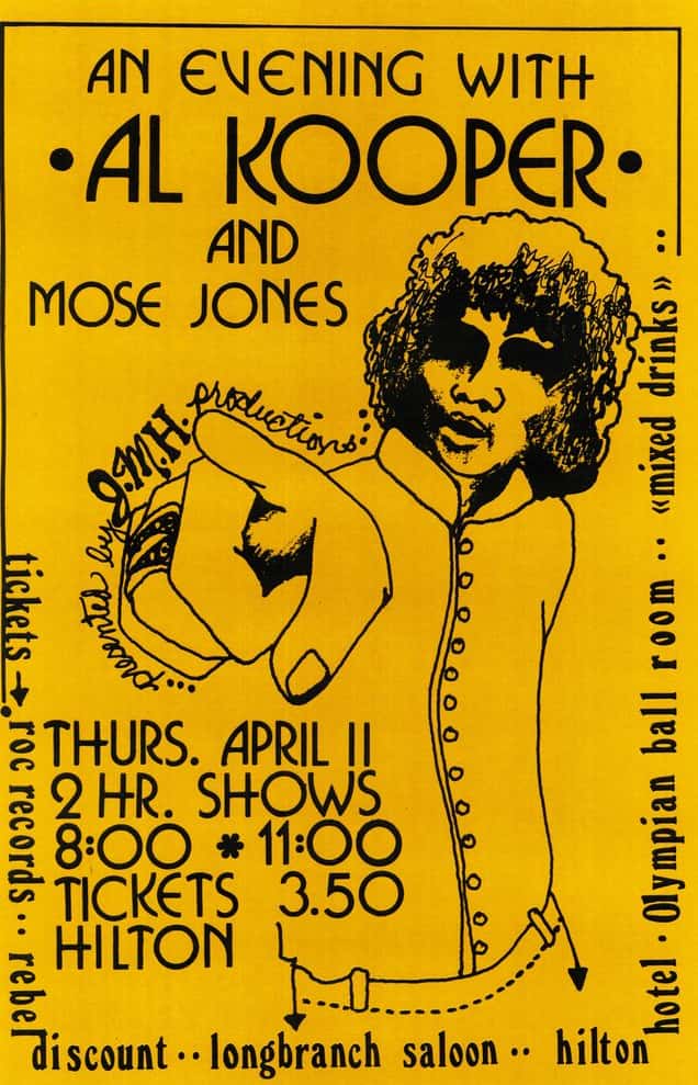 Al Kooper, Mose Jones at Longbranch Saloon — April 11, 1974 concert flyer